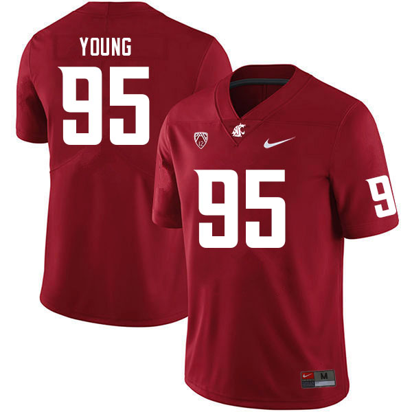 Men #95 Xavier Young Washington State Cougars College Football Jerseys Sale-Crimson - Click Image to Close